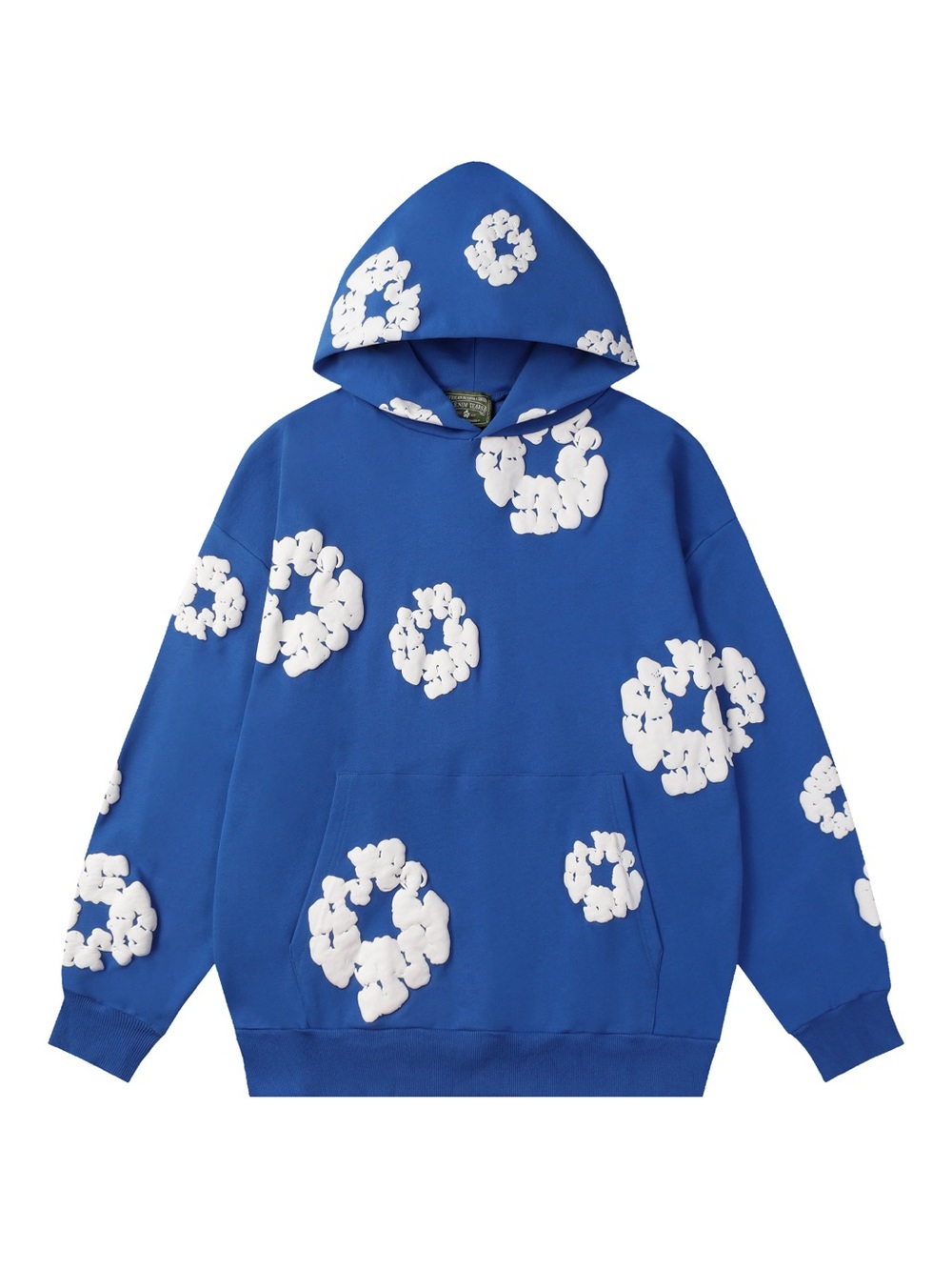 Blue Floral-Print Pullover Hoodie - Men